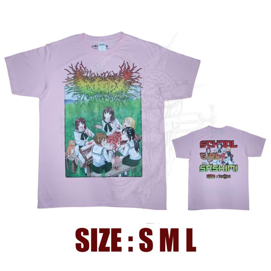 T-SHIRT - GOREPOT - School Girl Sashimi Bvll Art - Pink Shirt